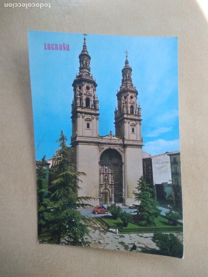 Postales: Postal logro&ntilde;o, torres de la catedral redonda - Foto 1