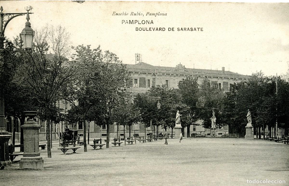 Postales: Pamplona. Boulevard de Sarasate. Eusebio Rubio - Foto 1