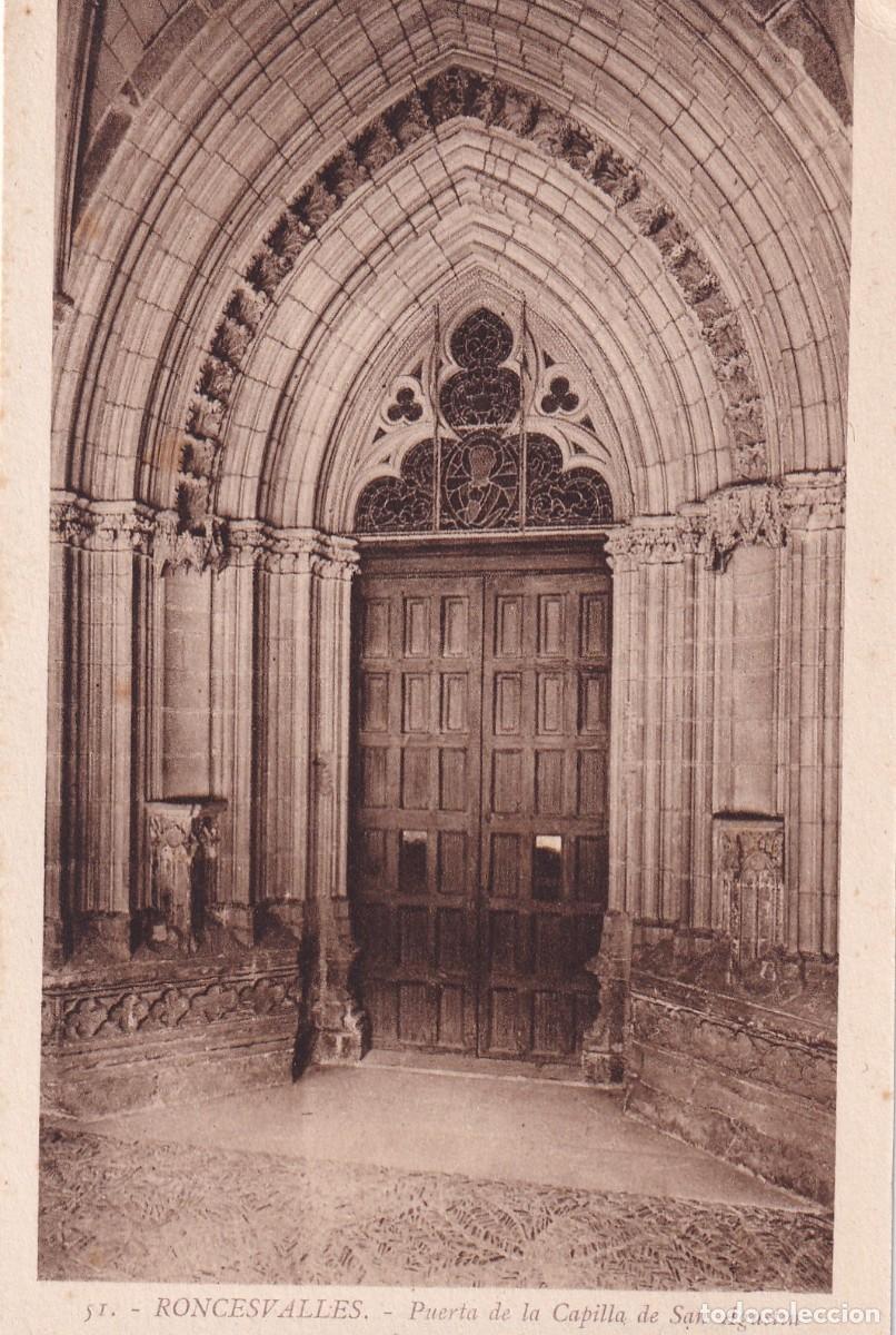 Postales: RONCESVALLES - PUERTA DE LA CAPILLA DE SAN AGUST&Iacute;N - Foto 1