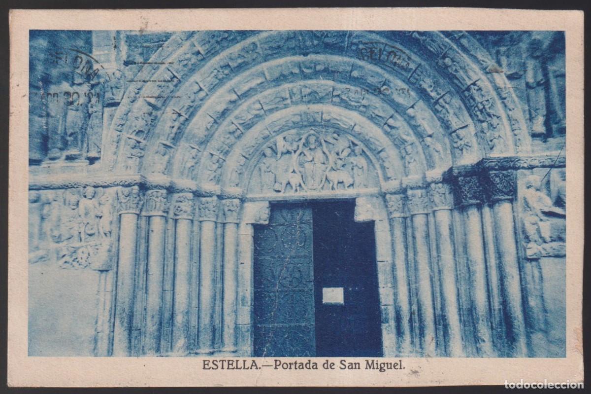 Postales: Estella. *Portada de San Miguel* Re-utilizada. - Foto 1