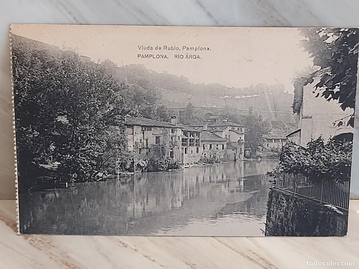Postales: PAMPLONA / R&Iacute;O ARGA / HAUSER Y MENET / CIRCULADA (BLOC) - Foto 1
