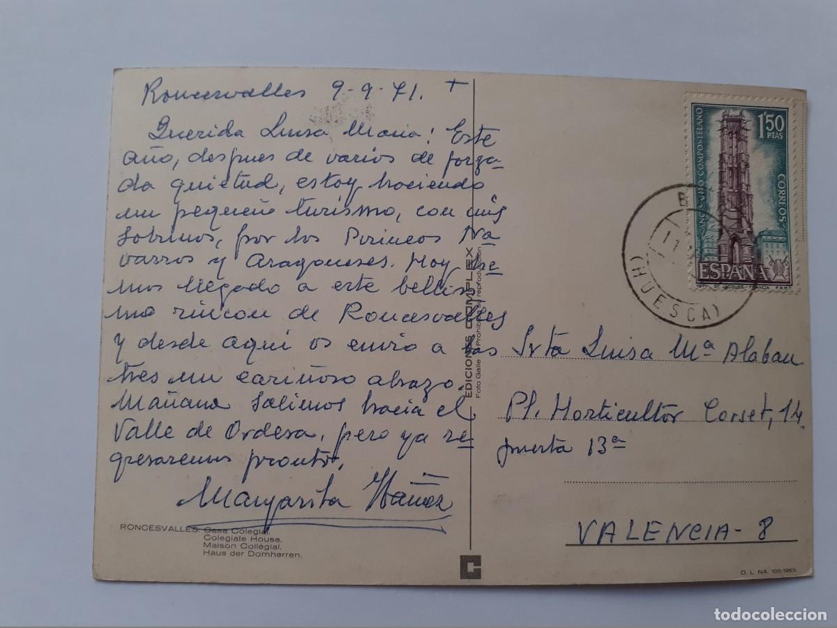 Postales: POSTAL - RONCESVALLES CASA COLEGIAL - COMPLEX - ESCRITA - Foto 2