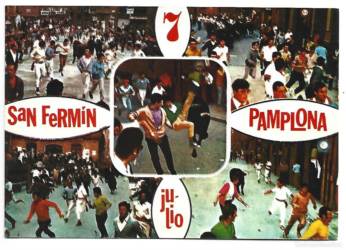 Postales: EL ENCIERRO DE LOS TOROS.- PAMPLONA - Foto 1