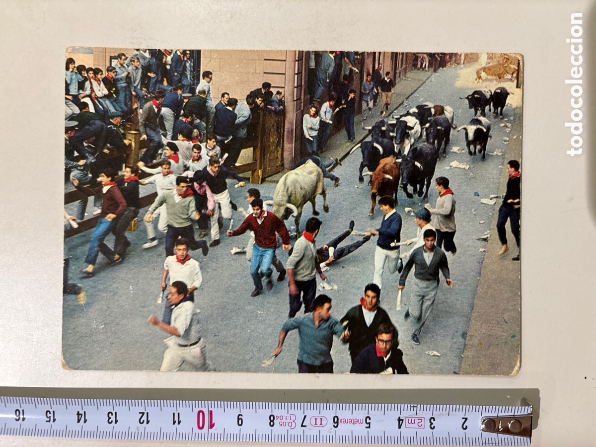 Postales: POSTAL. PAMPLONA. ENCIERRO DE LOS TOROS. ED. COMPLEX. 1965. - Foto 1