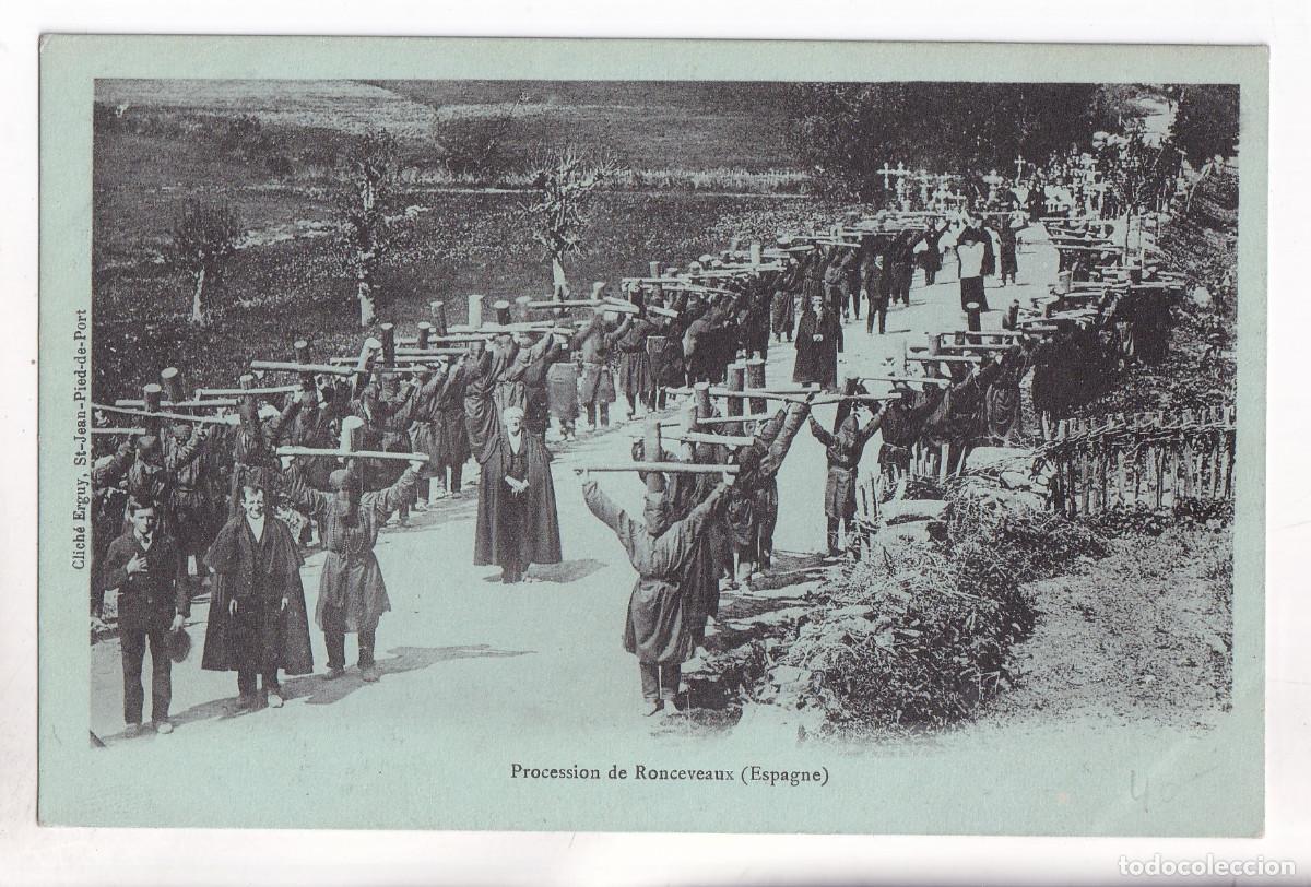 Postales: POSTAL. PROCESSION DE RONCESVAUX. PROCESI&Oacute;N DE RONCESVALLES. NAVARRA - Foto 1