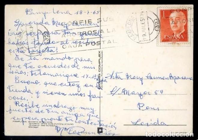 Postales: Pamplona *Encierro de los Toros* Ed. Complex. Circulada 1965. - Foto 2