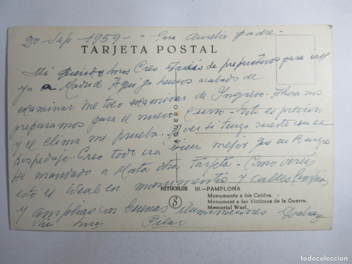 Postales: Navarra - Monumento a los Ca&iacute;dos - Escrita - Foto 2