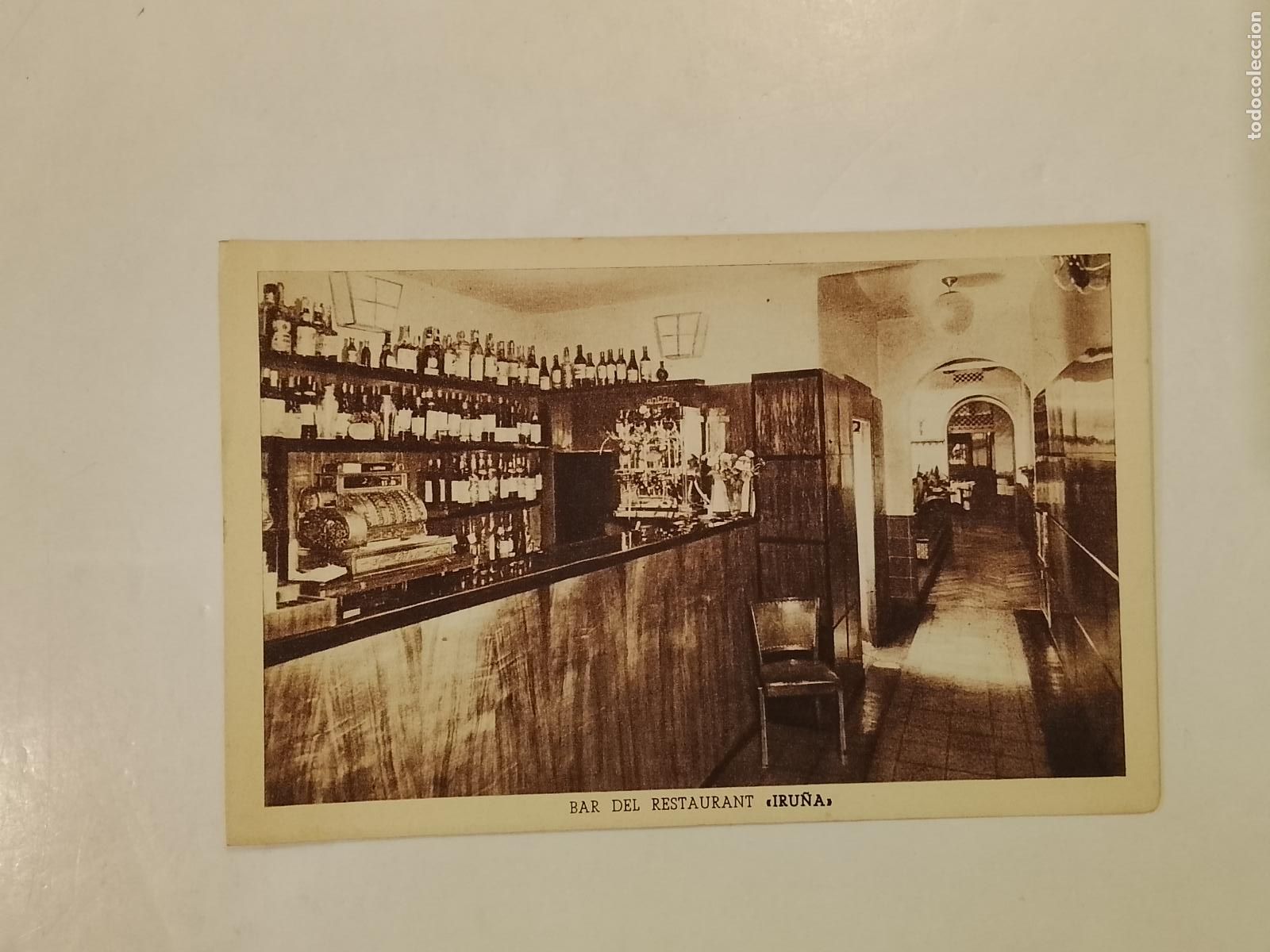 Postales: PAMPLONA - BAR DEL RESTAURANT IRU&Ntilde;A - HUECOGRABADO FOURNIER -POSTAL ANTIGUA-(115.239)