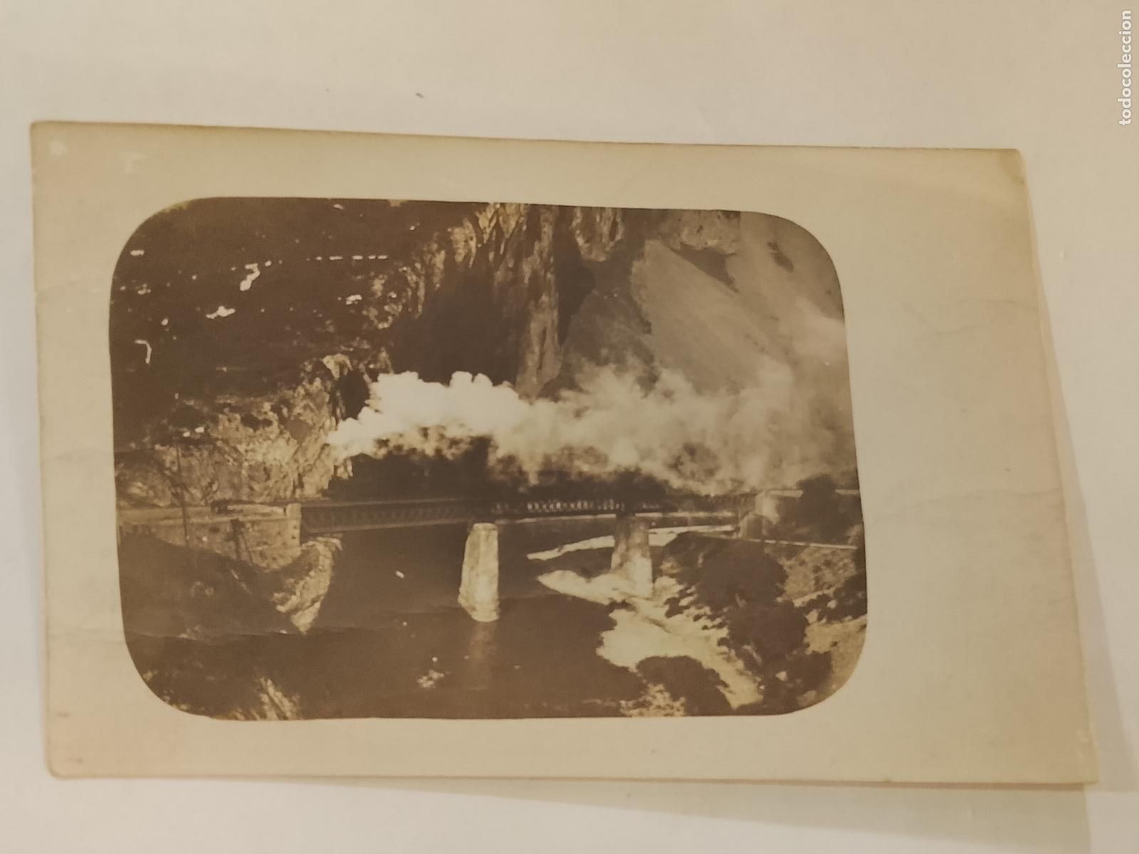 Postales: FERROCARRIL - PUENTE DE OSQUIA - TREN - FOTOGRAFICA -POSTAL ANTIGUA-(115.571)