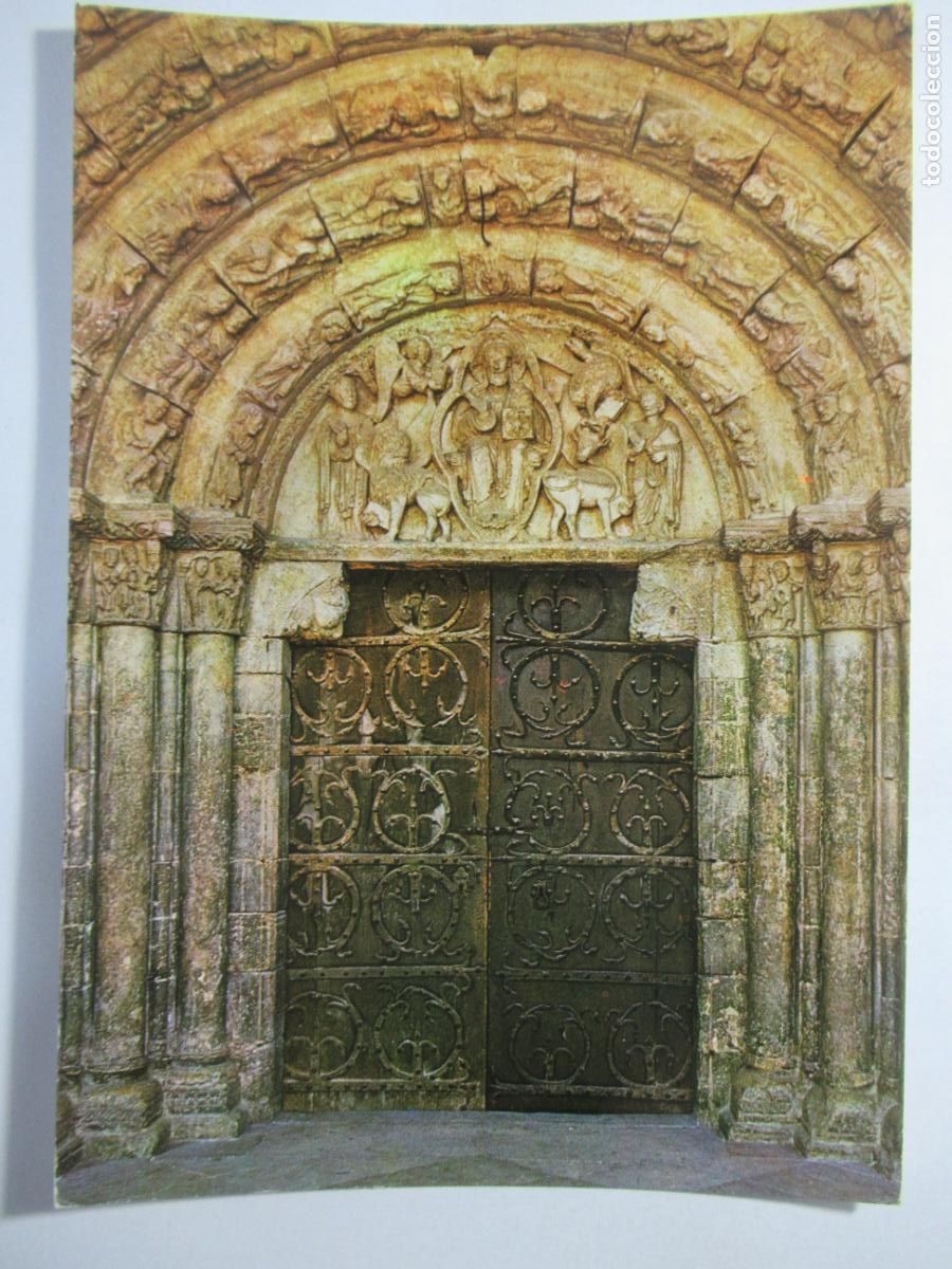 Postales: Estella - Navarra - Portada rom&aacute;nica de San Miguel - S/C