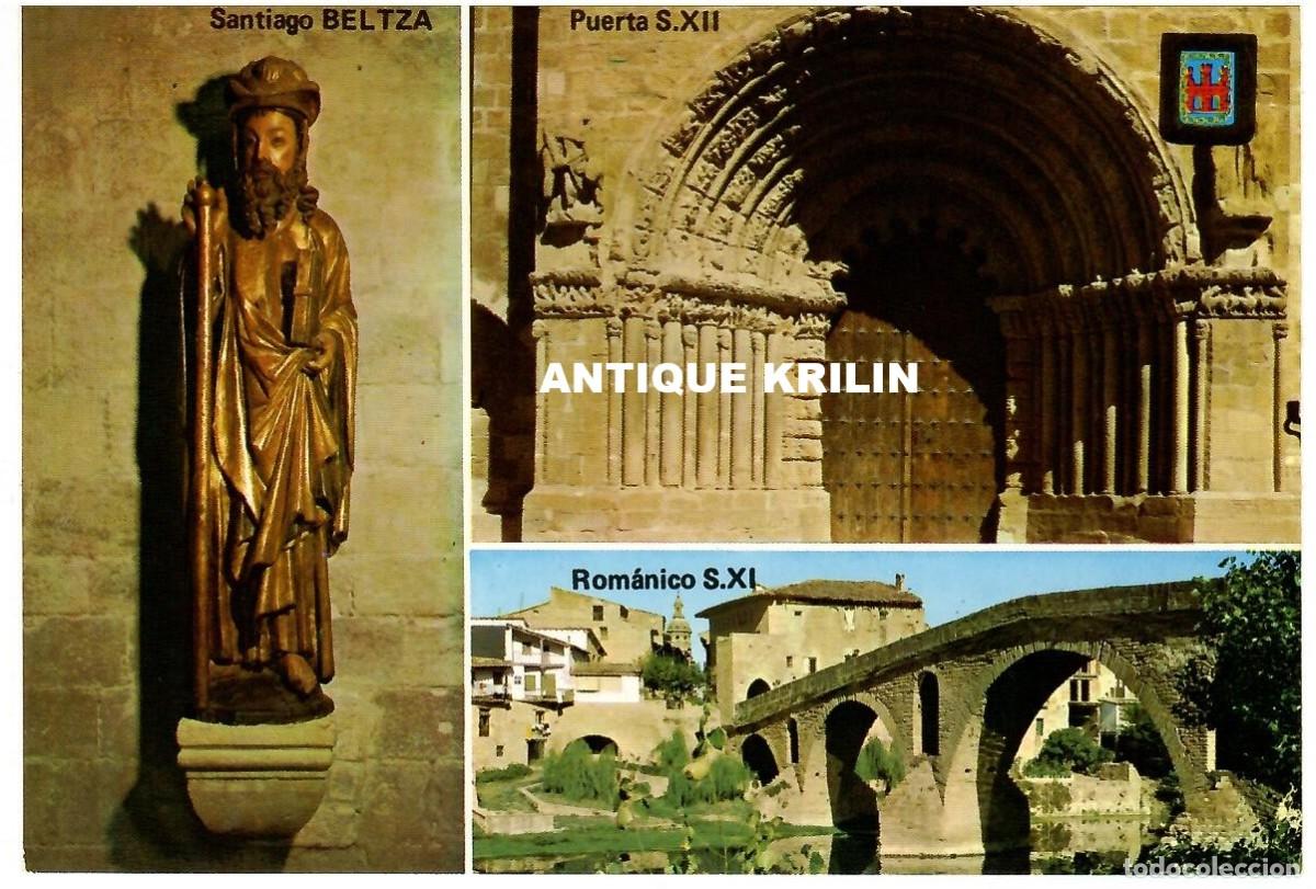 Postales: PUENTE LA REINA N&ordm; 1 DIVERSOS ASPECTOS / ESCUDO DE ORO / SIN FRANQUEAR