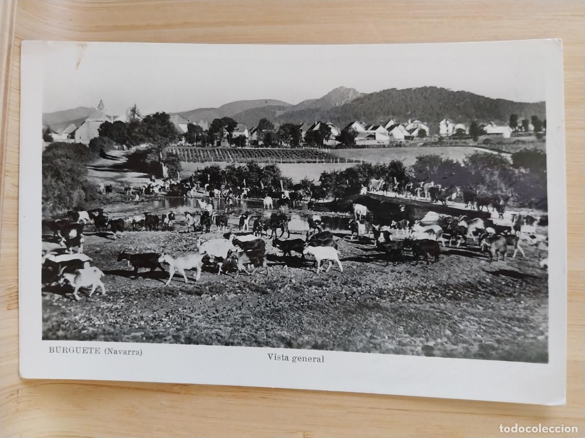 Postales: BURGUETE S ED S N&ordm; VISTA PUEBLO REBA&Ntilde;O CABRAS CIRCULADA A&Ntilde;O 1962 MATASELLOS NAVARRA