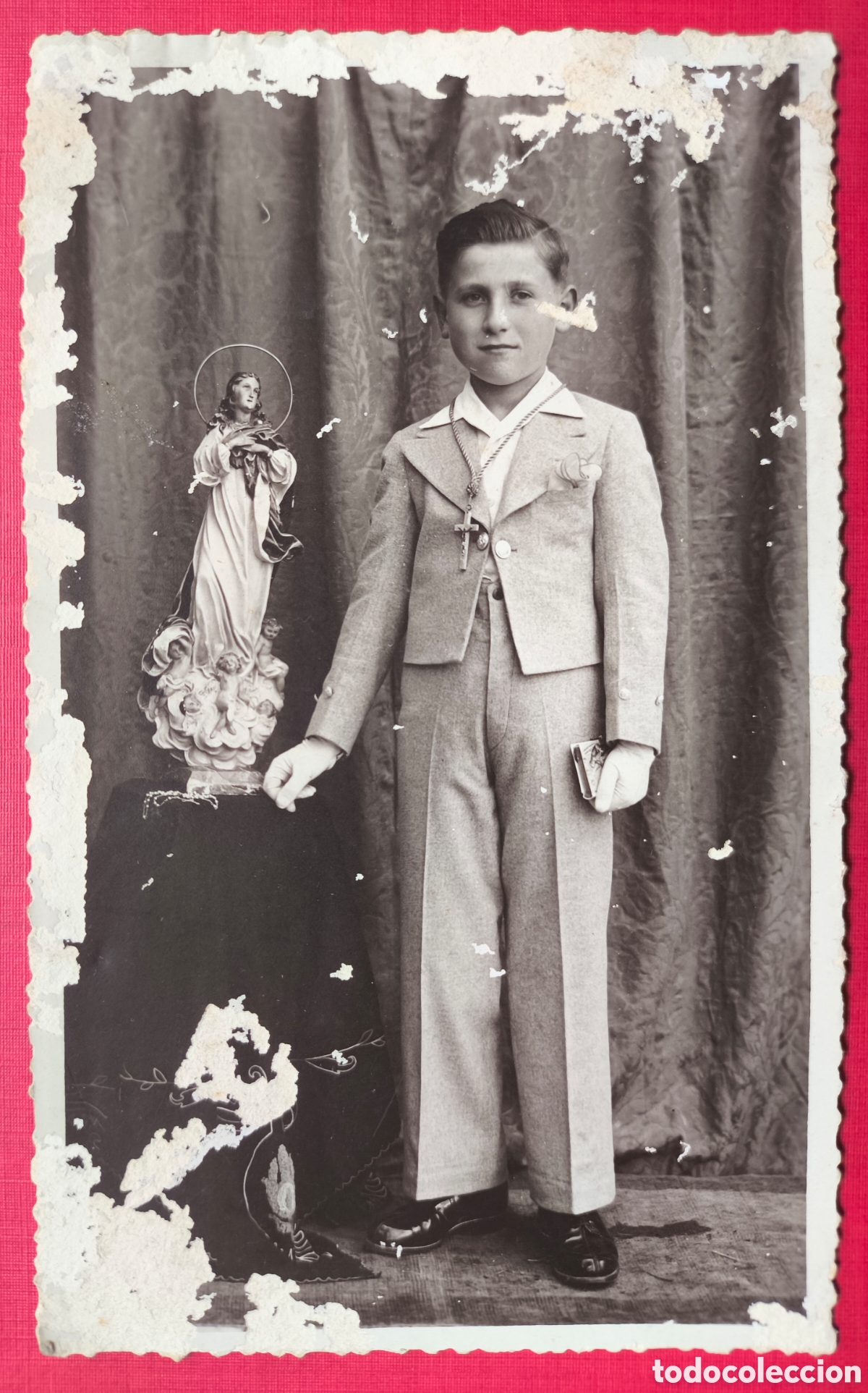 Postales: FOTOGRAF&Iacute;A NI&Ntilde;O COMUNI&Oacute;N POSTAL FOTOGR&Aacute;FICA FOT&Oacute;GRAFO MENA PAMPLONA C. 1945