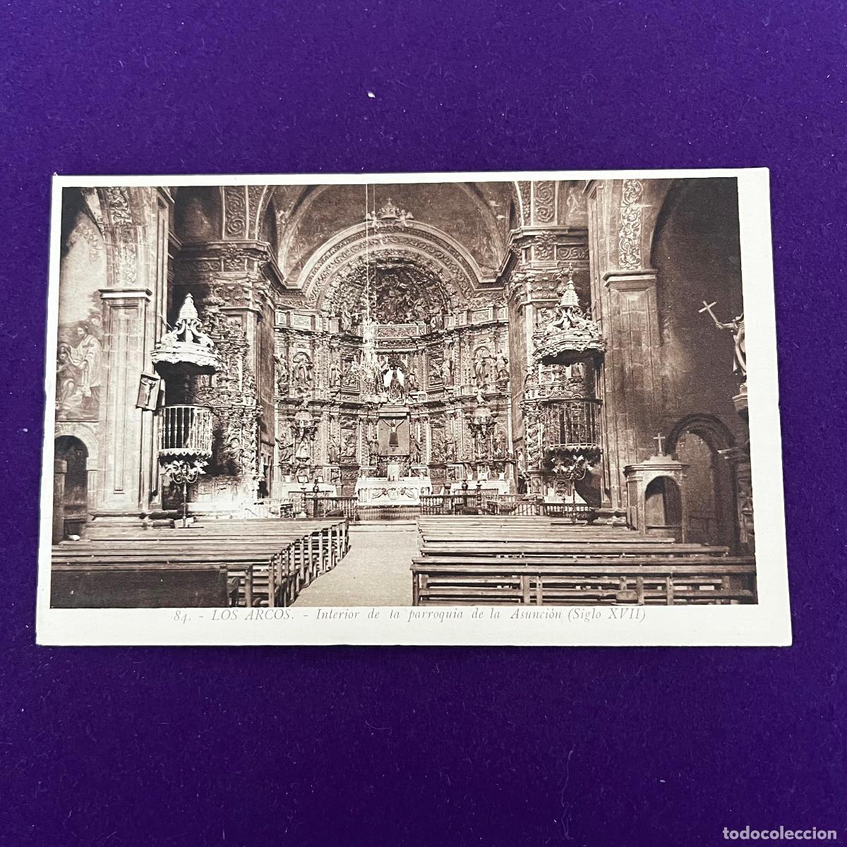 Postkarten: POSTAL DE LOS ARCOS (NAVARRA). INTERIOR DE LA PARROQUIA DE LA ASUNCION.