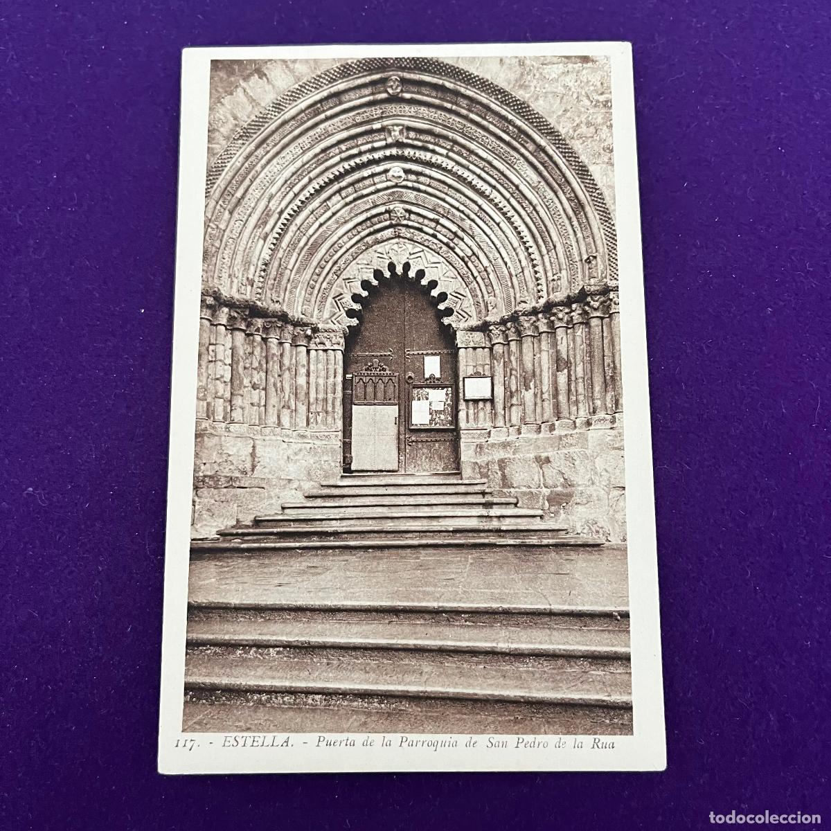 Postkarten: POSTAL DE ESTELLA (NAVARRA). PUERTA DE LA PARROQUIA DE SAN PEDRO DE LA RUA.