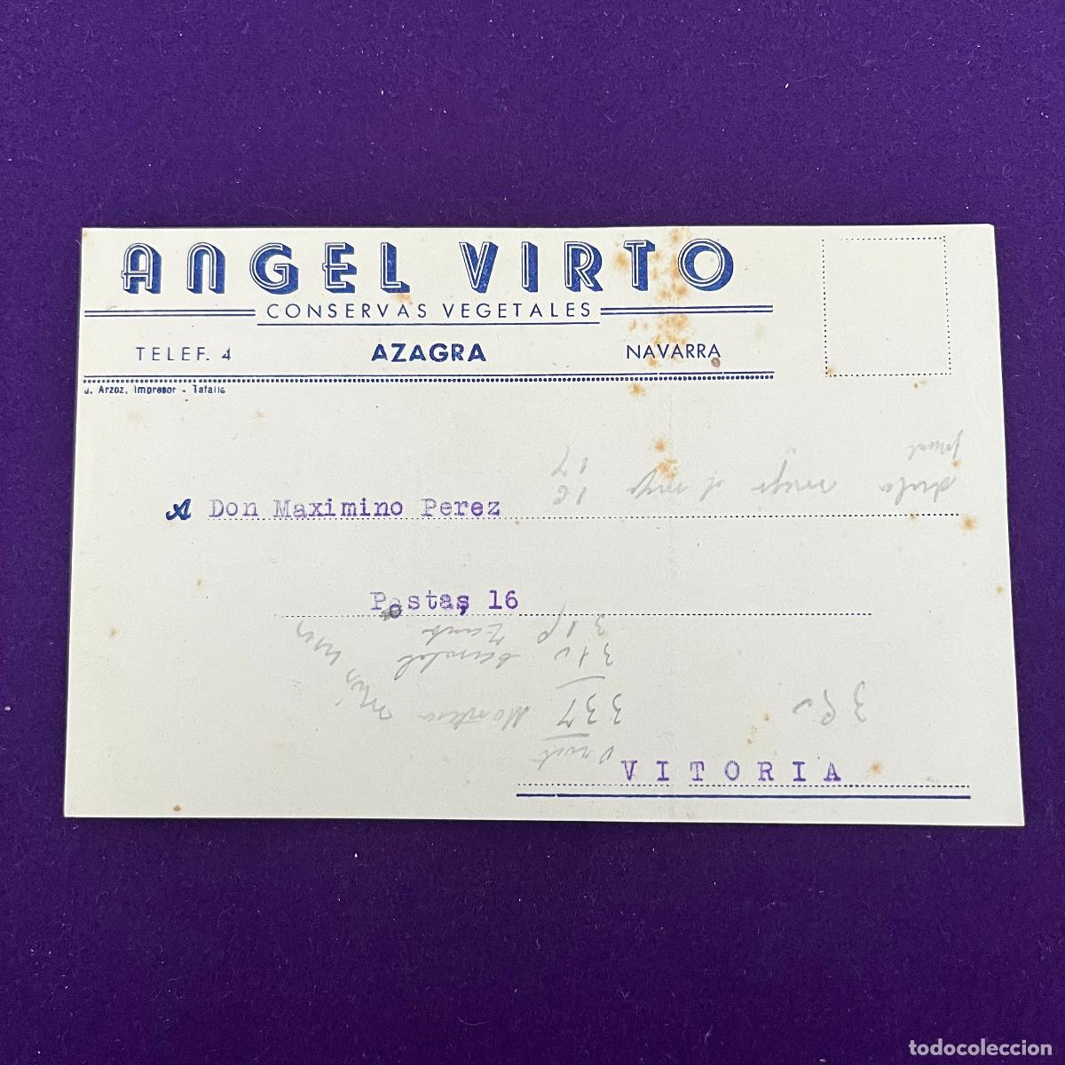 Postkarten: POSTAL DE AZAGRA (NAVARRA). ANGEL VIRTO CONSERVAS VEGETALES.