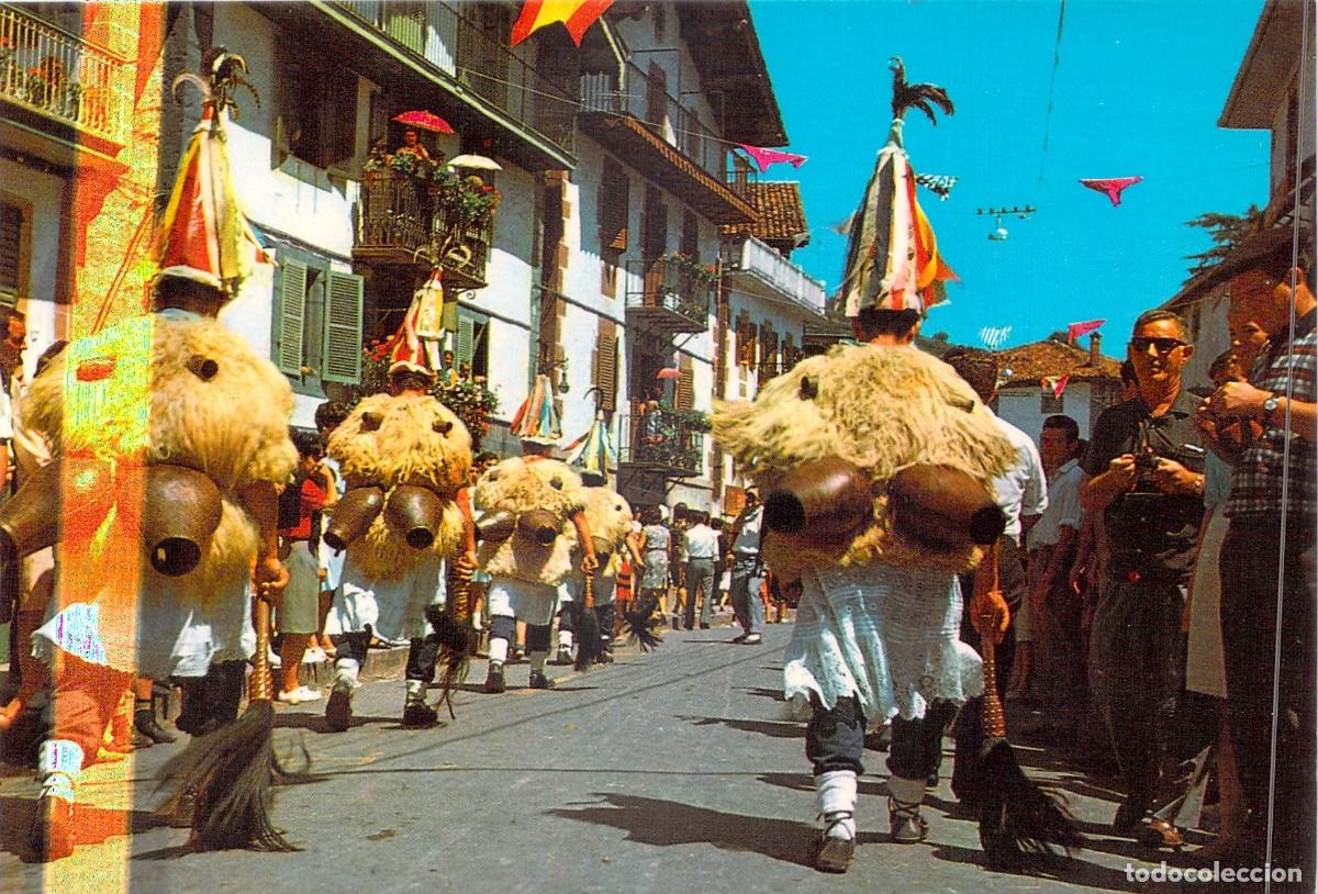 Postales: Postal de Ituren Navarra, Desfile de Zantpanzart y Joaldunak