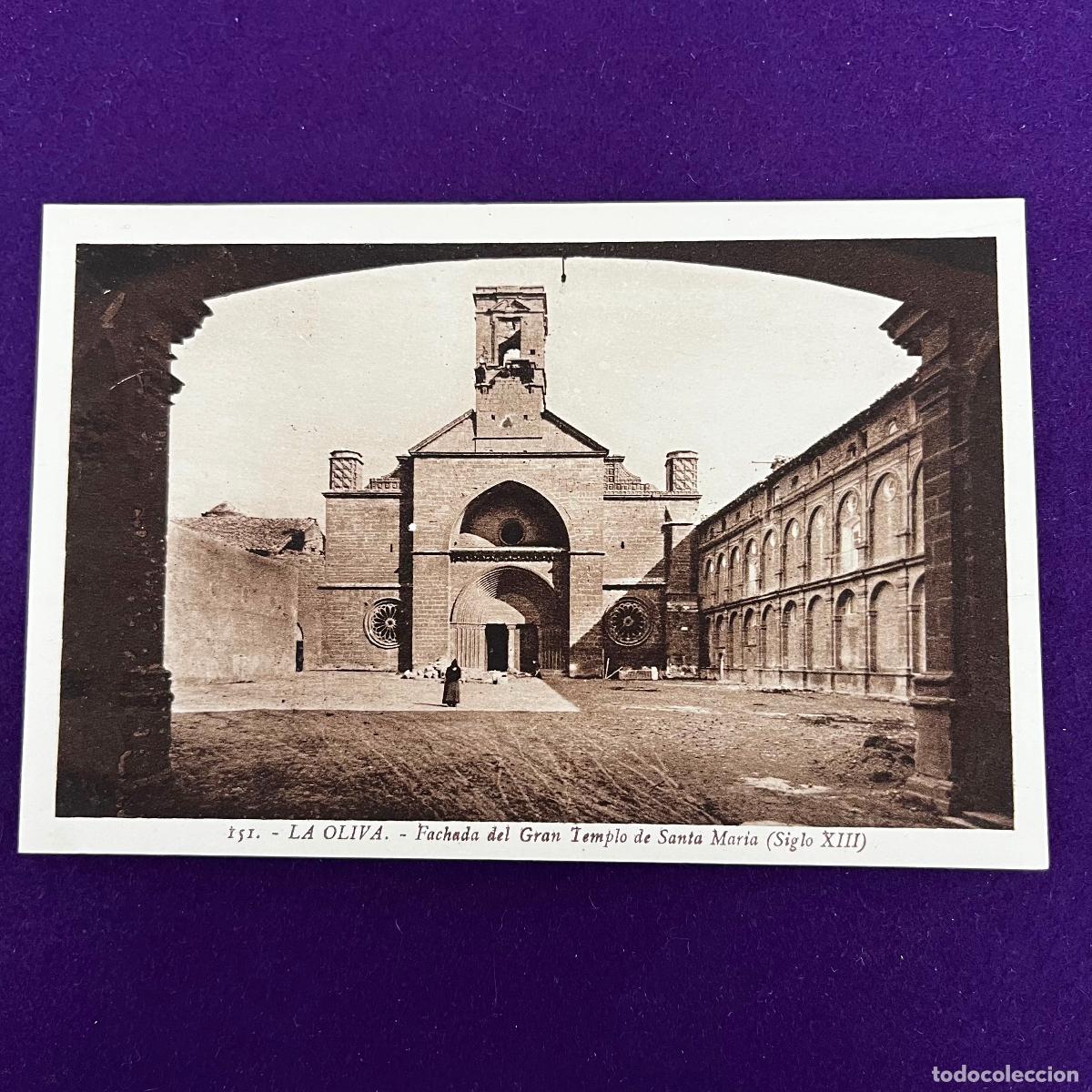 Cartoline: POSTAL DE LA OLIVA (NAVARRA). FACHADA DEL GRAN TEMPLO DE SANTA MARIA.