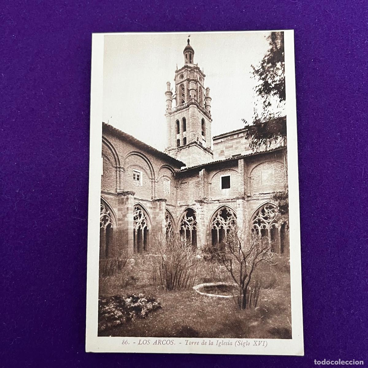Postales: POSTAL DE LOS ARCOS (NAVARRA). TORRE DE LA IGLESIA. - Foto 1