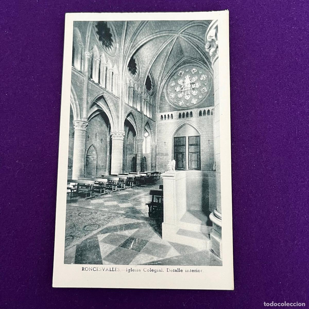 Cartoline: POSTAL DE RONCESVALLES (NAVARRA). IGLESIA COLEGIAL. DETALLE INTERIOR.