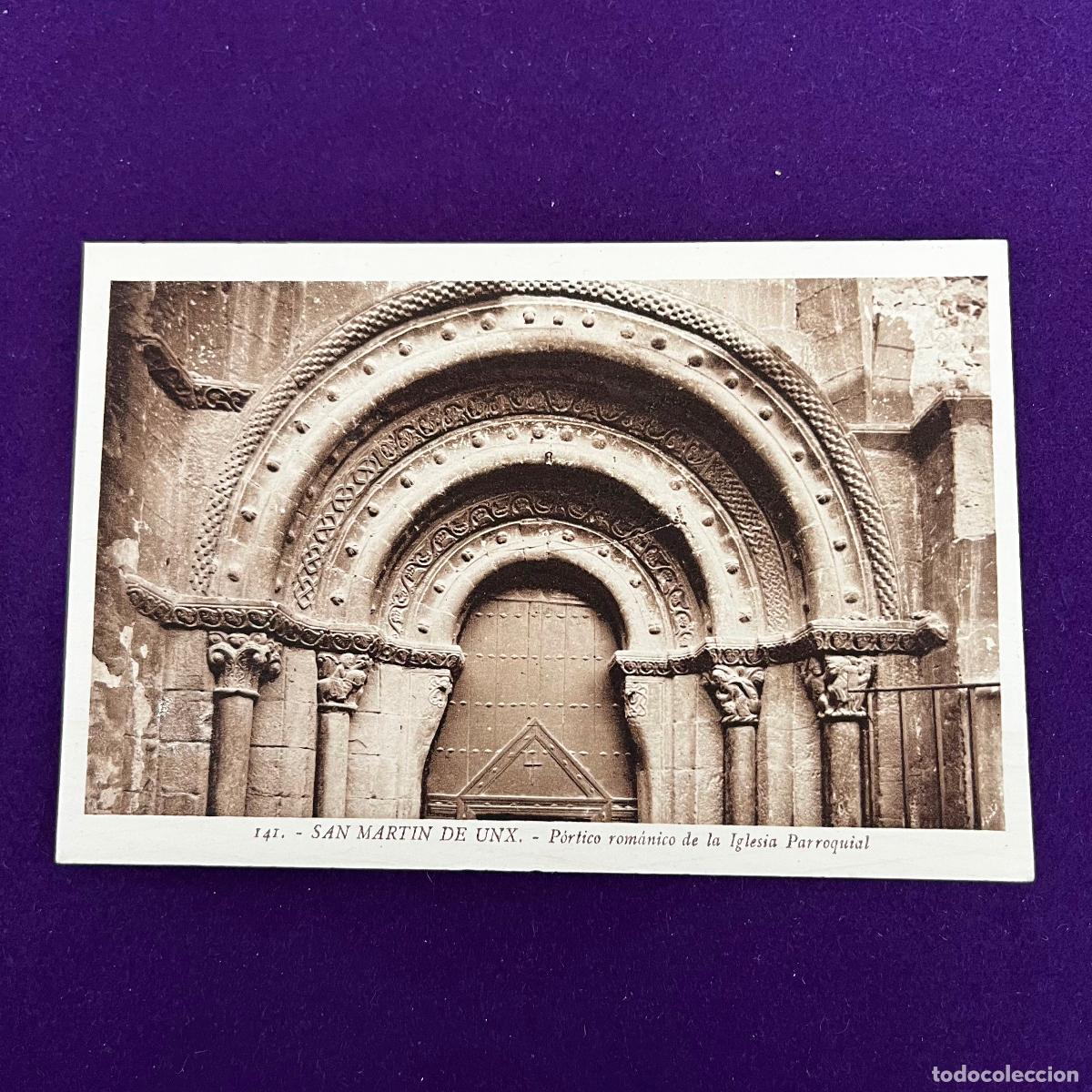 Cartoline: POSTAL DE SAN MARTIN DE UNX (NAVARRA). PORTICO ROMANICO DE LA IGLESIA PARROQUIAL.