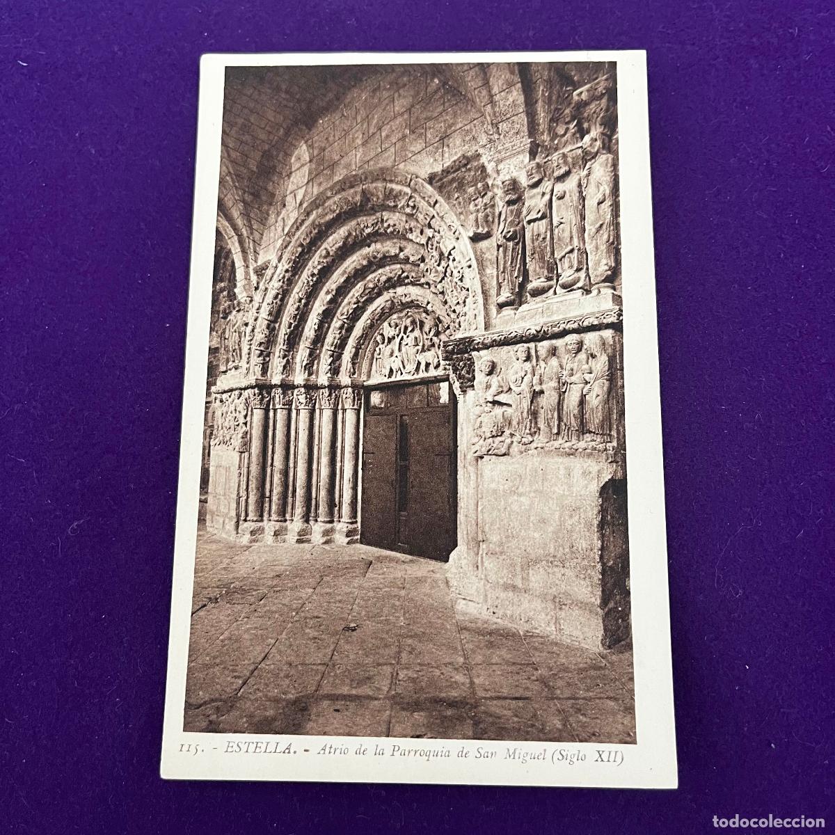Postales: POSTAL DE ESTELLA (NAVARRA). ATRIO DE LA PARROQUIA DE SAN MIGUEL.