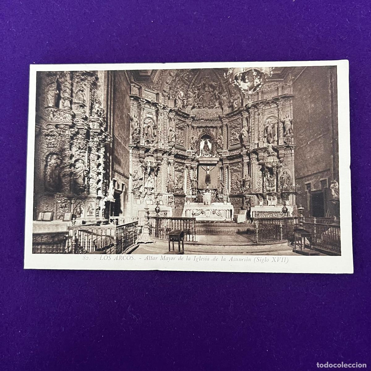Postales: POSTAL DE LOS ARCOS (NAVARRA). ALTAR MAYOR DE LA IGLESIA DE LA ASUNCION.