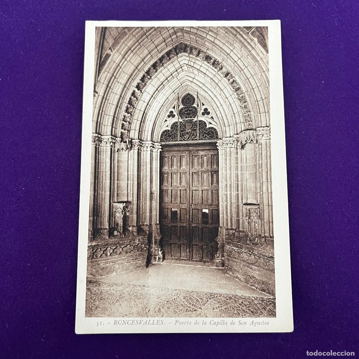 Postcards: POSTAL DE RONCESVALLES (NAVARRA). PUERTA DE LA CAPILLA DE SAN AGUSTIN.