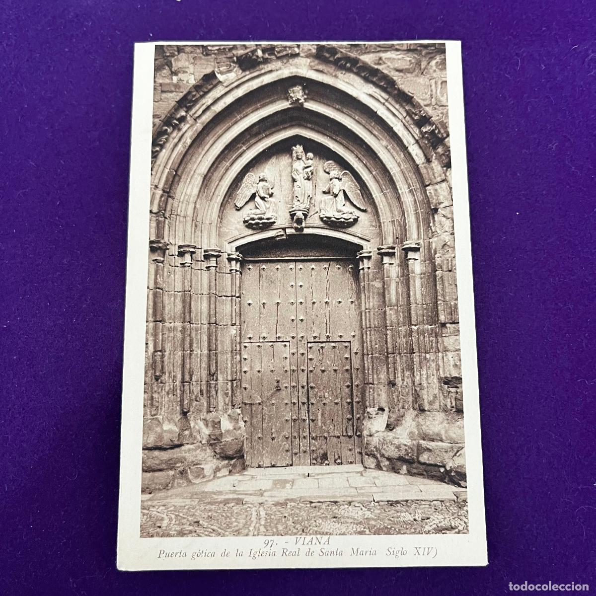 Postkarten: POSTAL DE VIANA (NAVARRA). PUERTA GOTICA DE LA IGLESIA REAL DE SANTA MARIA.