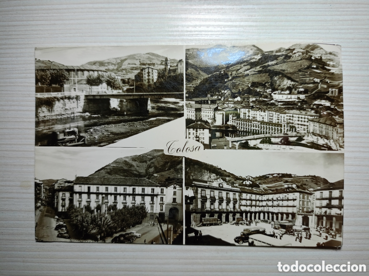 Postales: PUENTE BERAZUBI PLAZA JUSTICIA VISTAS TOLOSA N&ordm; 23 ED PARIS S/C postal circulada a&ntilde;os 60