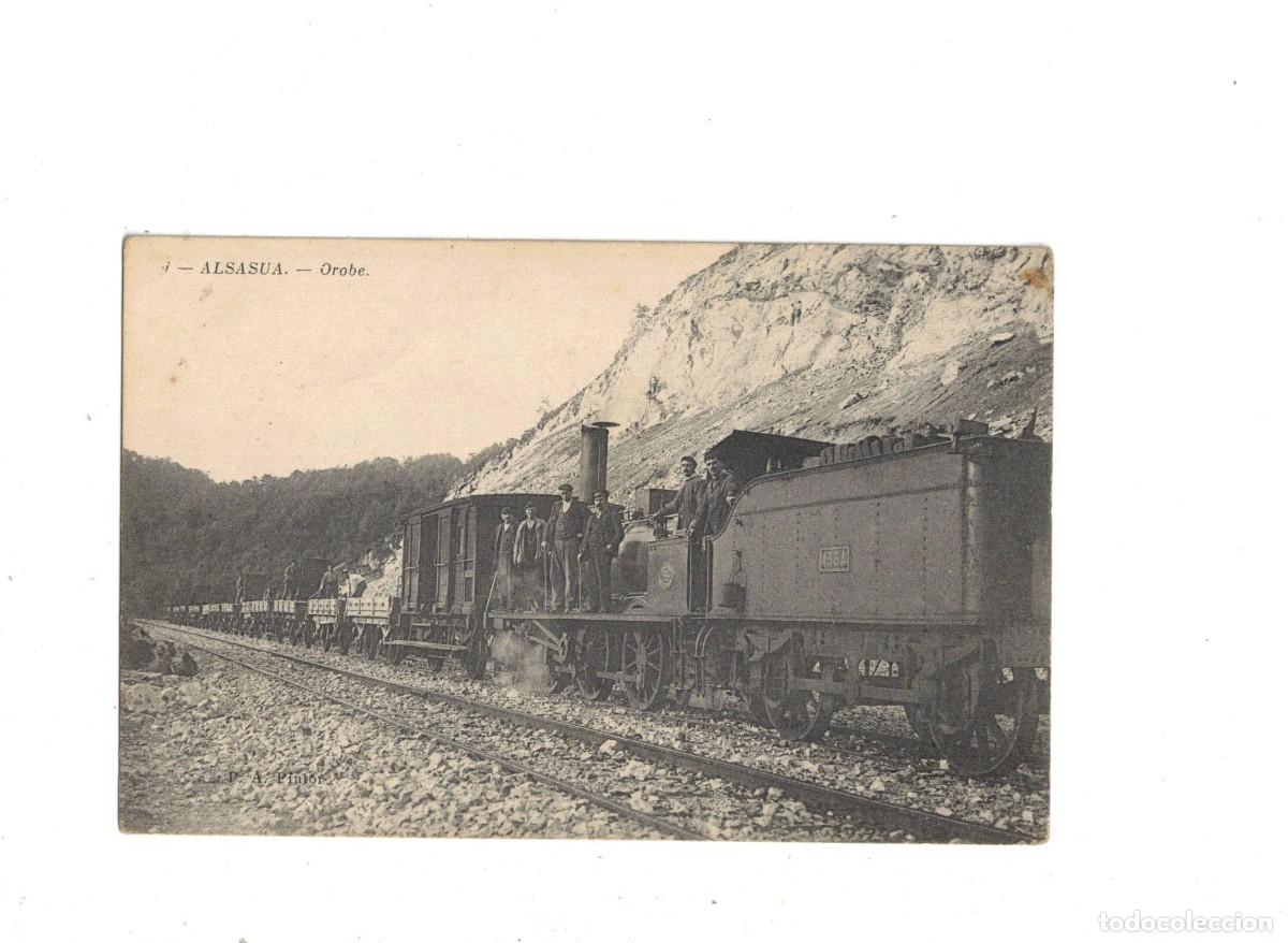 Postales: ALSASUA. MAQUINA DE TREN Y FERROVIARIOS