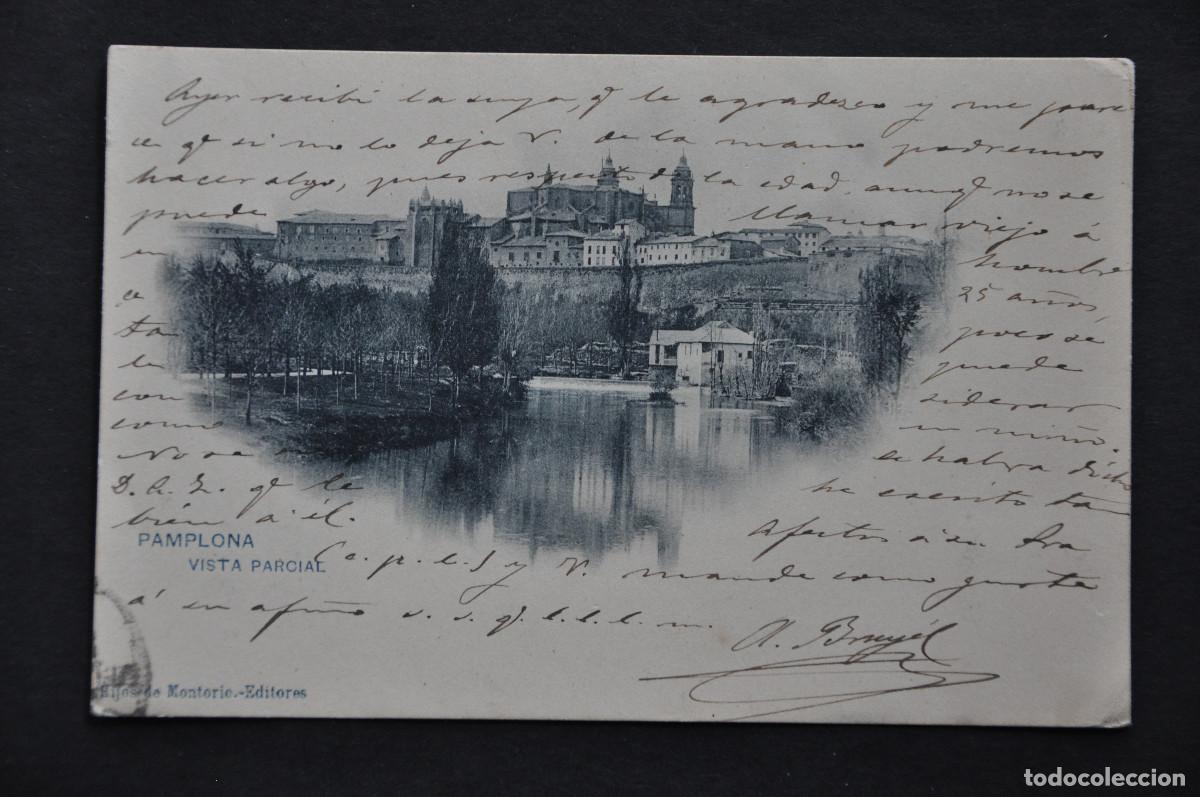 Postales: POSTAL DE PAMPLONA (VISTA PARCIAL) - MATASELLADA EN LA CARTER&Iacute;A DE O&Ntilde;A (BURGOS)