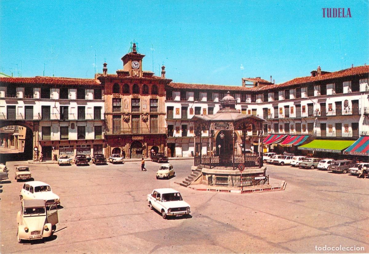 Postales: Postal de Tudela: Plaza de los Fueros con Kiosco de M&uacute;sica
