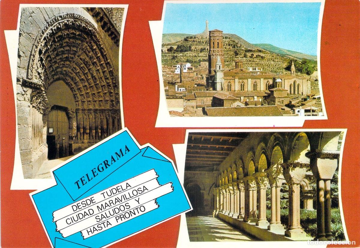 Postales: Postal Multi-vista de Tudela con Catedral, Claustro y Portada