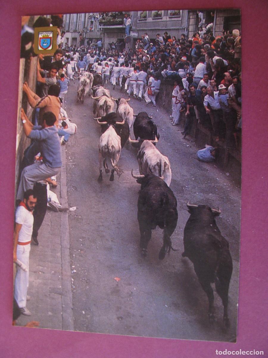 Postales: POSTAL DE PAMPLONA. FIESTAS DE SAN FERMIN. EL ENCIEROO. ESCUDO DE ORO.