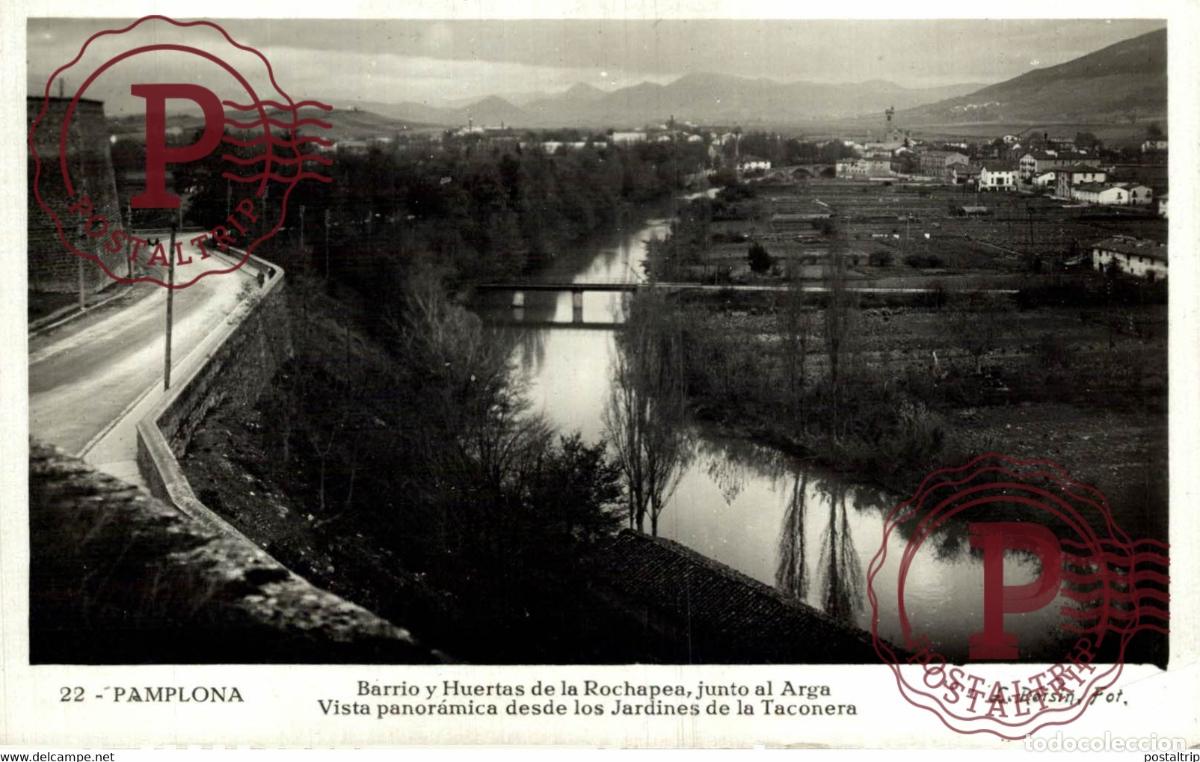 Cartes Postales: NAVARRA. PAMPLONA. BARRIO Y HUERTAS DE ROCHAPEA JUNTO AL ARGA.