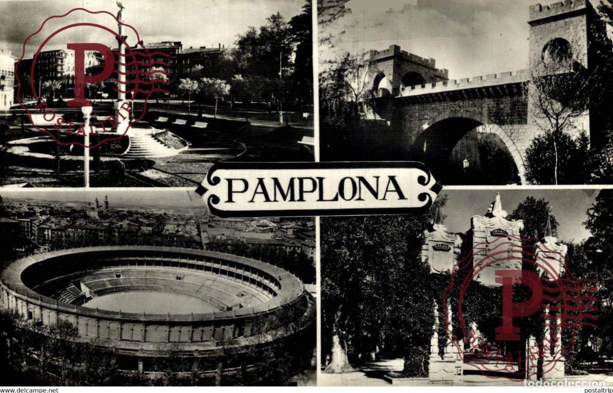 Postales: PAMPLONA MULTIVISTA B&N NAVARRA ESPA&Ntilde;A ESPAGNE