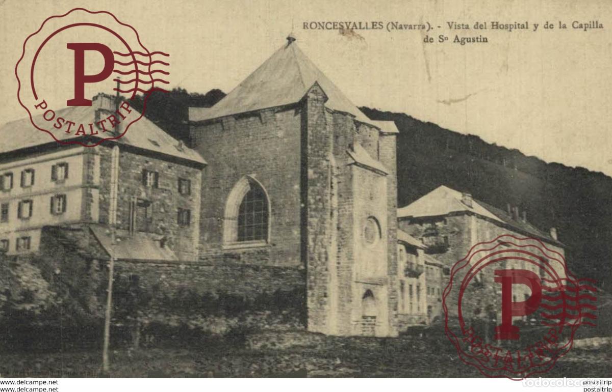 Postkarten: NAVARRA. RONCESVALLES. VISTA DEL HOSPITAL Y DE LA CAPILLA DE SAN AGUSTIN