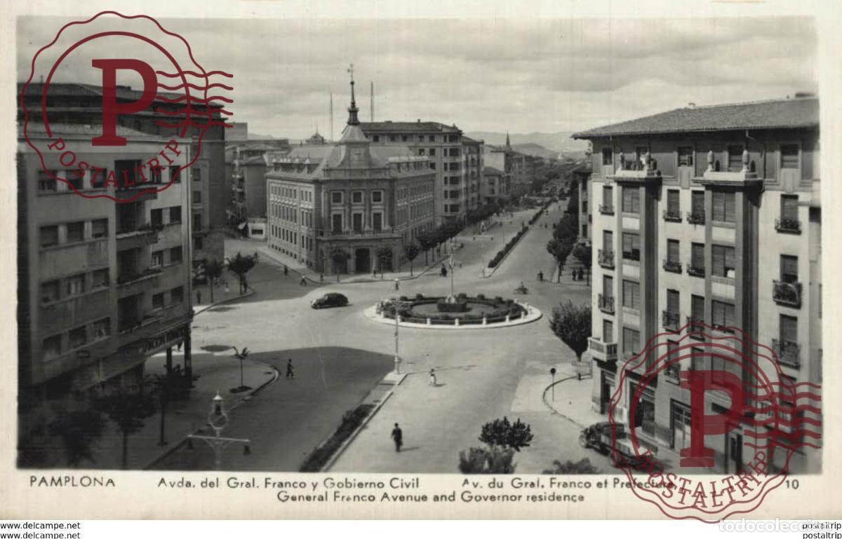 Postkarten: NAVARRA. PAMPLONA. AVENIDA DEL GENERAL FRANCO Y GOBIERNO CIVIL