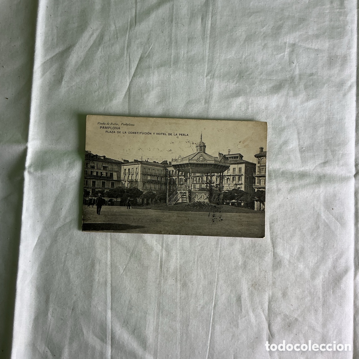 Postales: Postal Pamplona Plaza de la Constituci&oacute;n Blanco y negro Original de la &eacute;poca 1906