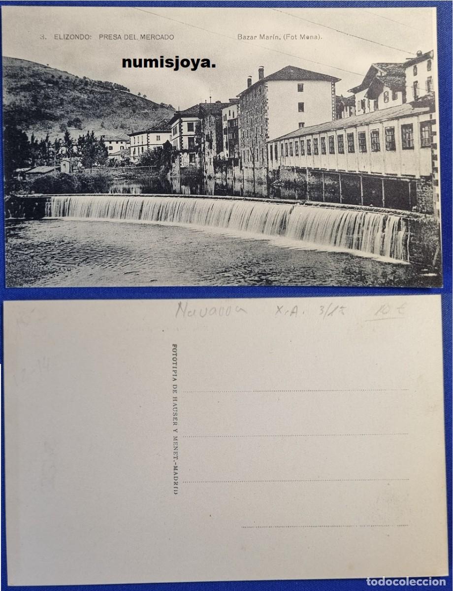 Postales: Postal de ELIZONDO (Navarra) Espa&ntilde;a a&ntilde;o 1910. PRESA DEL MERCADO. HAUSER Y MENET. Bazar MARIN.