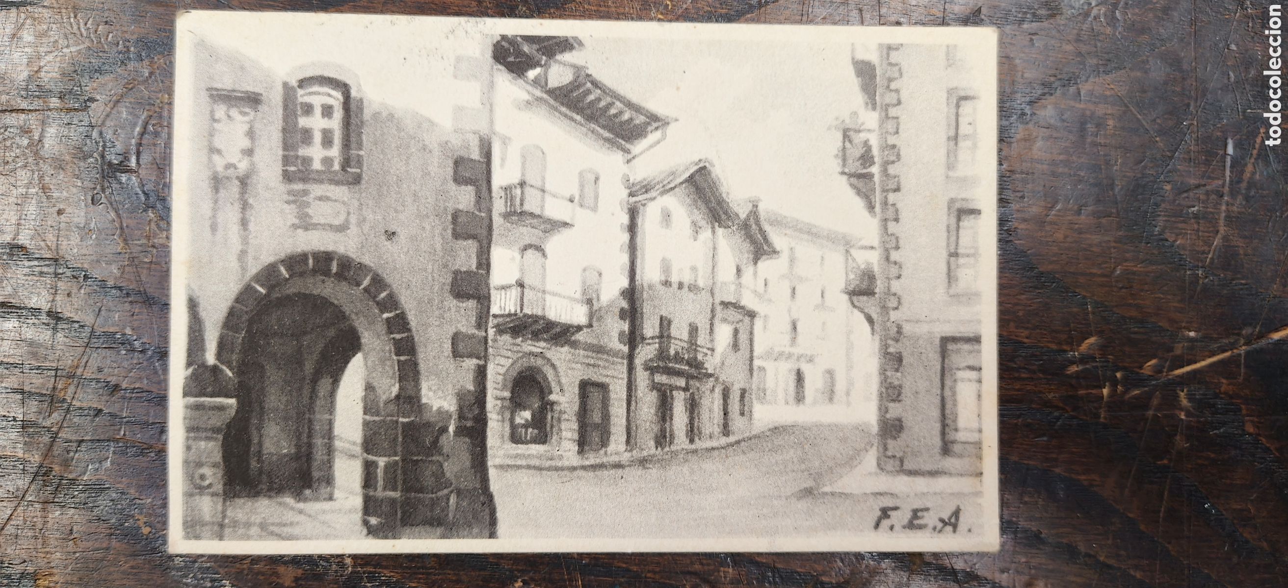 Postales: Postal Antigua Elizondo (Navarra) - Plazuela de Ribot - Colecci&oacute;n Apuntes Vascos del Bazt&aacute;n F.Echeni