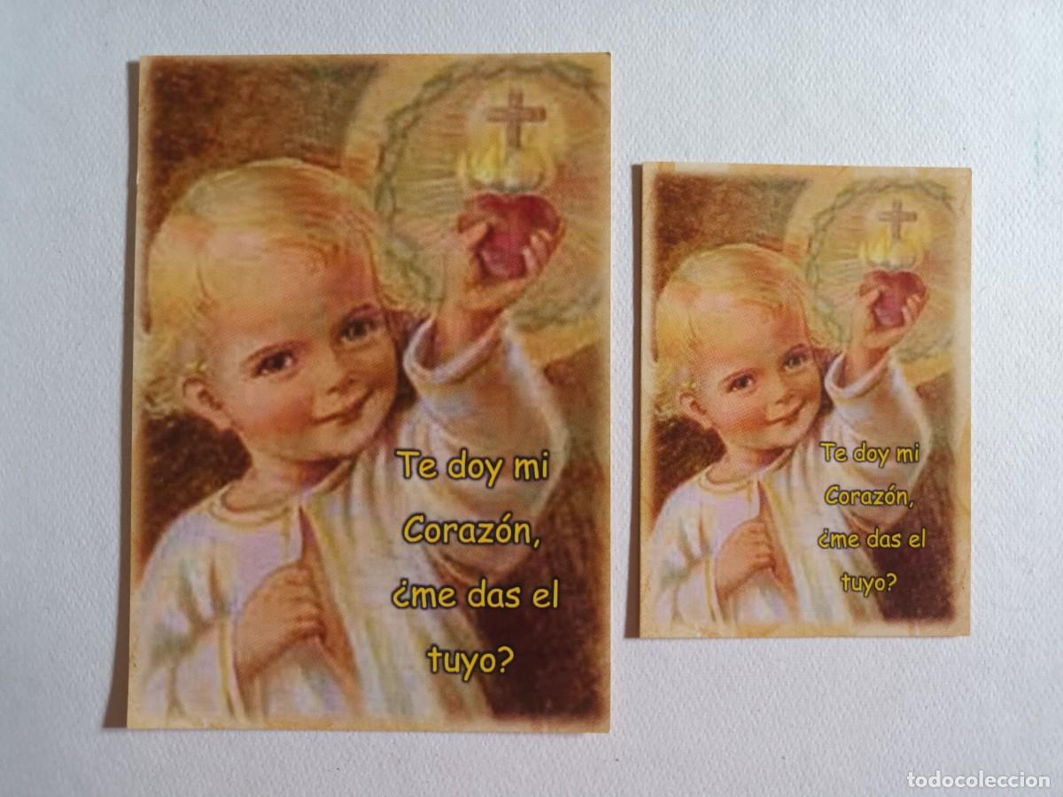 Postales: 2 ESTAMPAS TE DOY MI CORAZON, &iquest;ME DAS EL TUYO? - ORACION QUERIDO JESUS (REVERSOS)