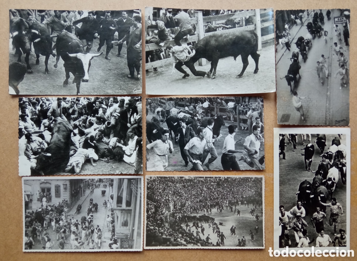 Postales: PAMPLONA ENCIERRO LOTE 8 POSTAL FOTOGR&Aacute;FICA FOTOGRAF&Iacute;A C. 1960