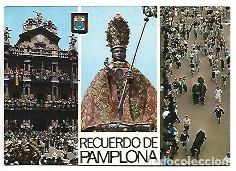 Postales: FIESTAS DE SAN FERMIN - DISPARO DEL COHETE - EL ENCIERRO DE LOS TOROS.- PAMPLONA