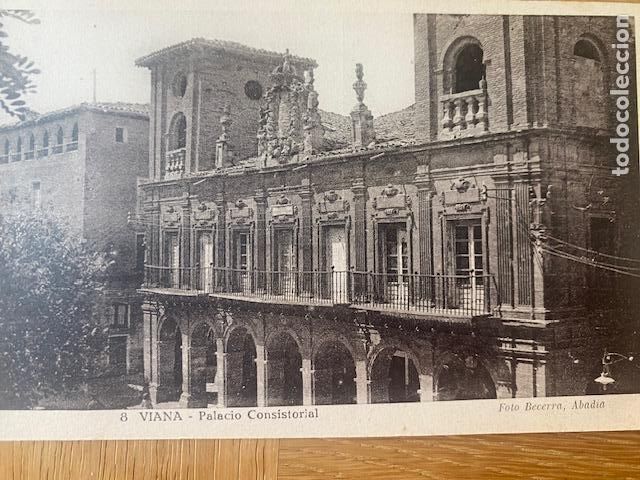 Postais: Viana. Navarra. N&ordm; 8 . Palacio Consistorial. Foto Becerra, Abadia. Postal sin circular