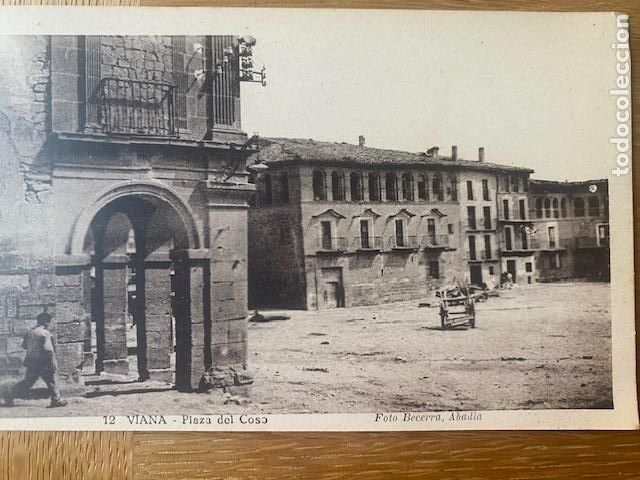 Postales: Viana. Navarra. N&ordm; 12. Plaza del Coso. Foto Becerra, Abadia. Postal sin circular