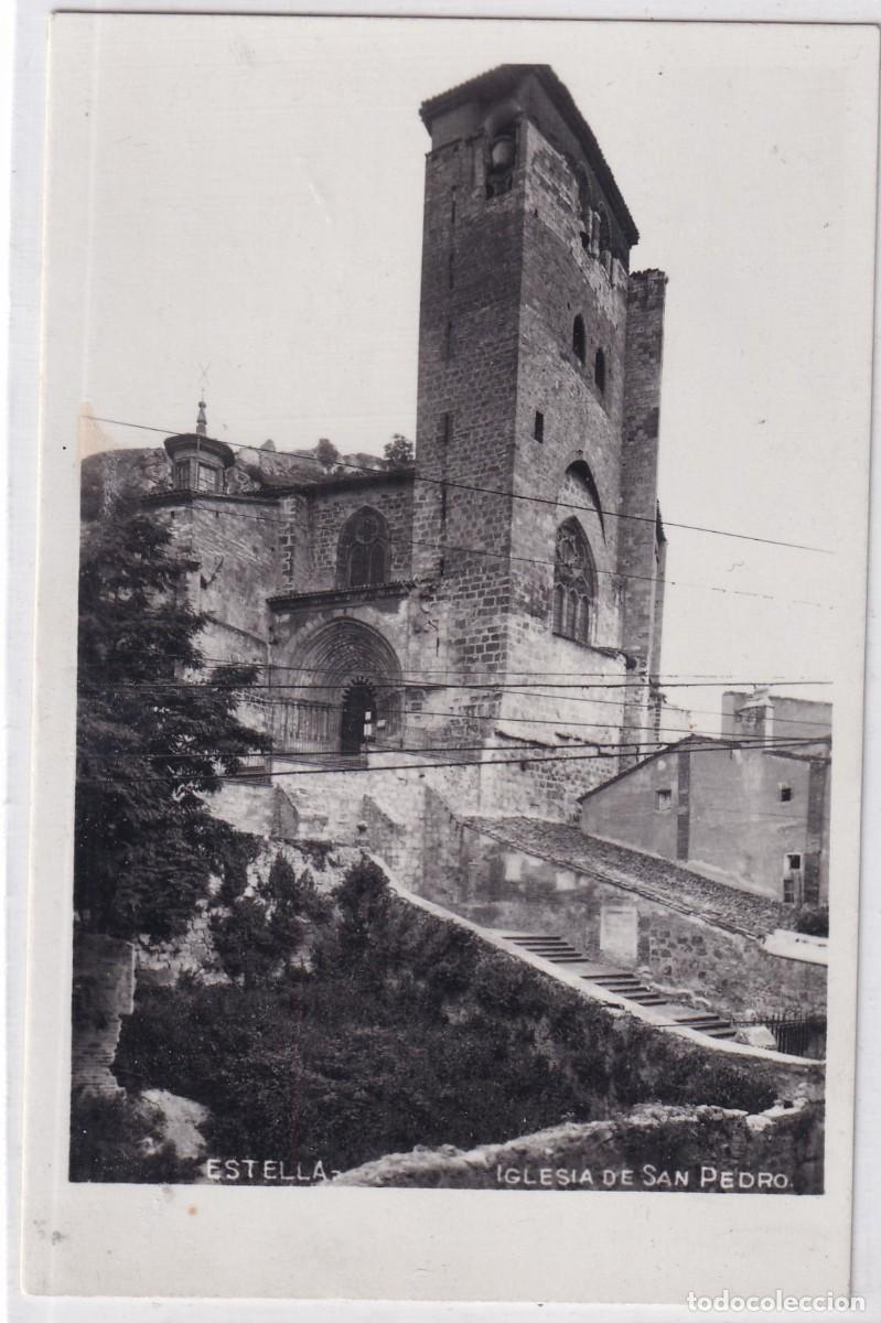 Cartoline: Estella Iglesia de San Pedro. Acabado fotogr&aacute;fico. Sin circular. Escrita en 1941