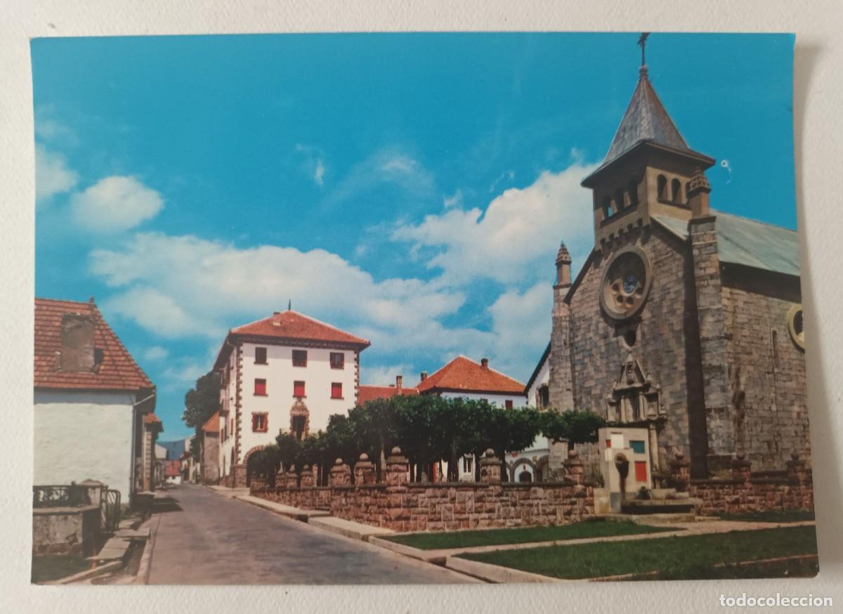 Postais: BURGUETE. IGLESIA PARROQUIAL Y AYUNTAMIENTO. CARRETERA DE FRANCIA (1967)