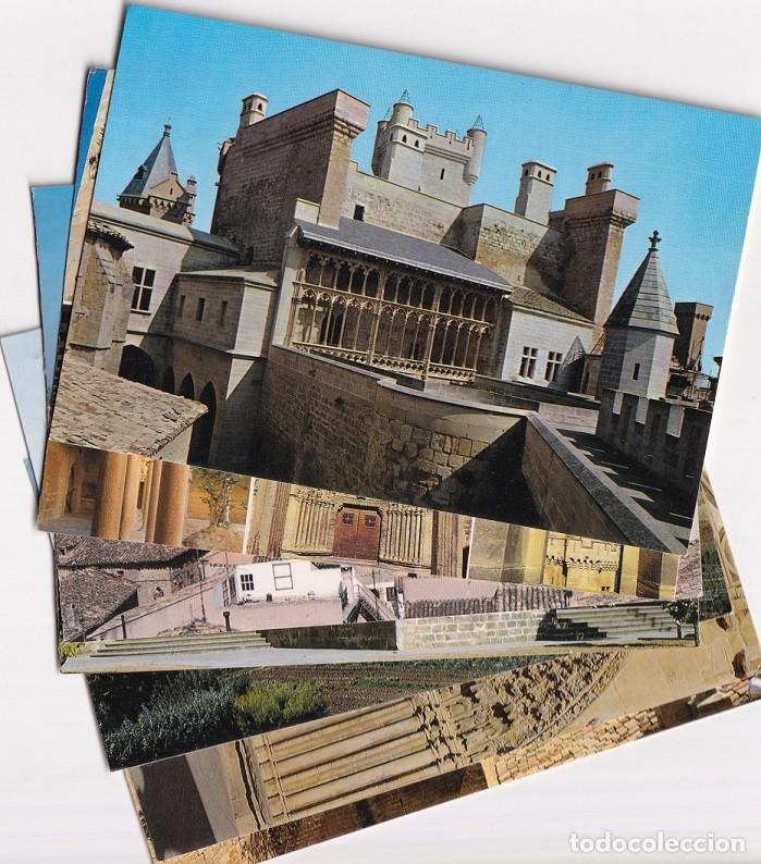 Cartoline: 7 Postales de Olite - Todas diferentes: castillo , Iglesia Sta. Mar&iacute;a la Real y claustros, portada..